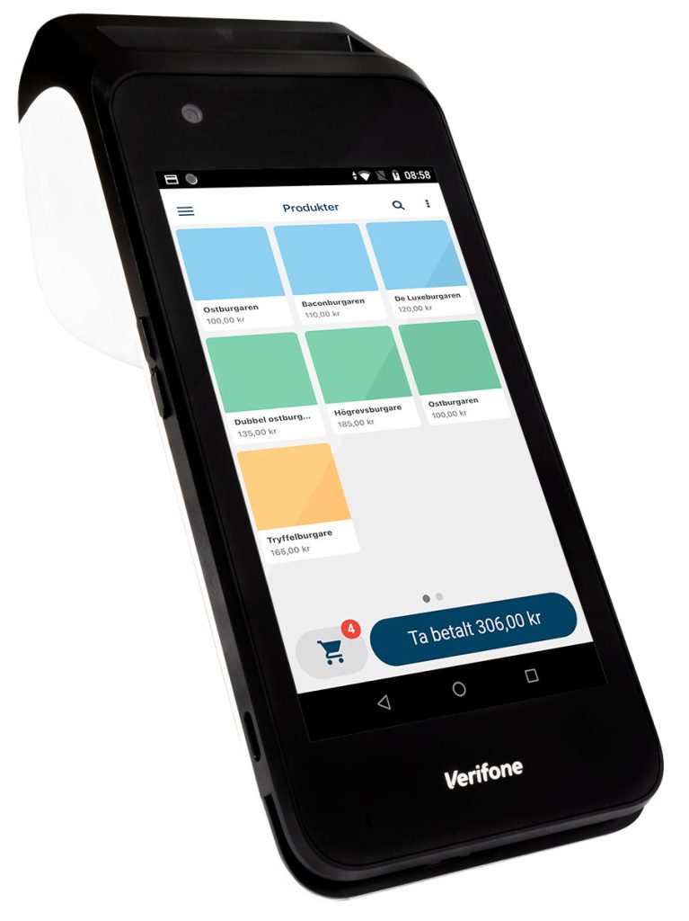 Bärbar kassa med inbyggd kortterminal och kvittoskrivare