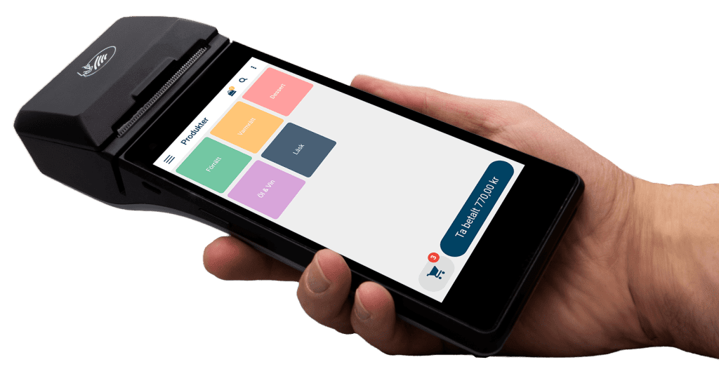 Ett kassasystem som får plats i handen med inbyggd kortterminal, kvittoskrivare och mycket mer