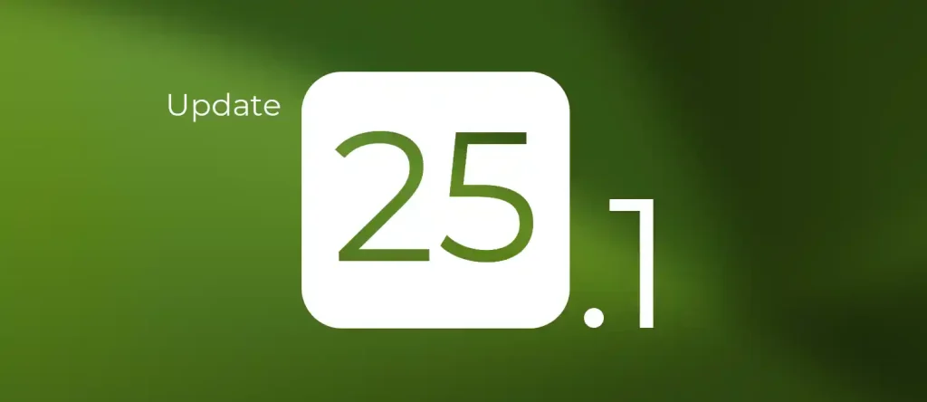 Grön bakgrund med en vit kvadrat med rundade hörn med siffran 25.1.