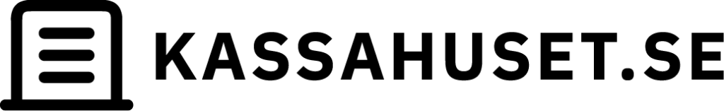 Logotyp i med svart färg som skriver ut ordet Kassahuset.se